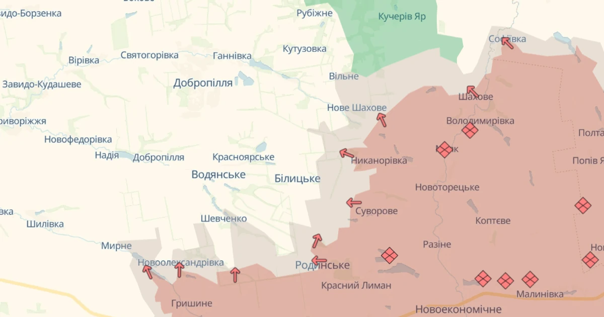 Карта лінії боєзіткнення на Покровському напрямку станом на 26 липня 2026 року