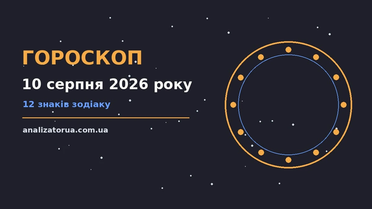 Гороскоп на 10 серпня 2026 року: робочі та фінансові підказки для кожного знака